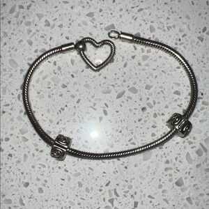 Pandora Silver Heart Charm Bracelet